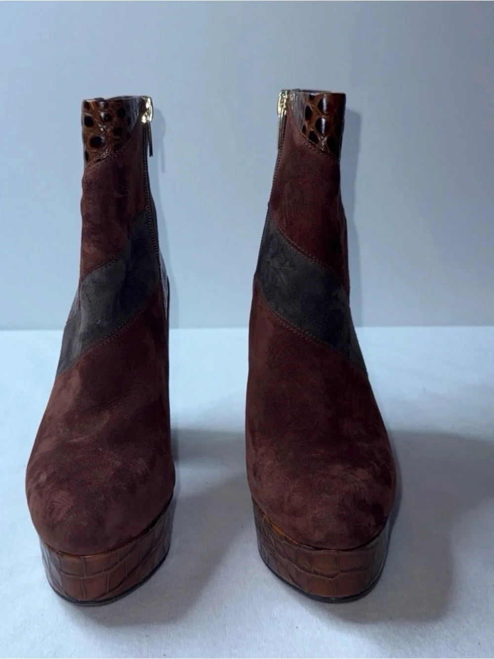 Women's Brown Suede Platform Ankle Boots